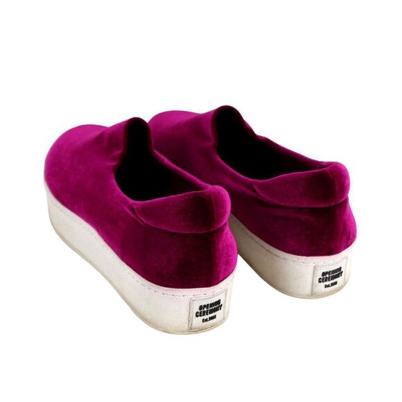 Opening Ceremony BURGUNDY VELOUR COMFORTABLE LOAFER ROUND TOE WEDGE SHOES Sz 39 - Picture 3 of 10